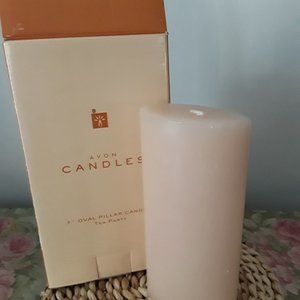 Vintage 2000 Avon 7" Oval Pillar Candle - Tea Party - NIB